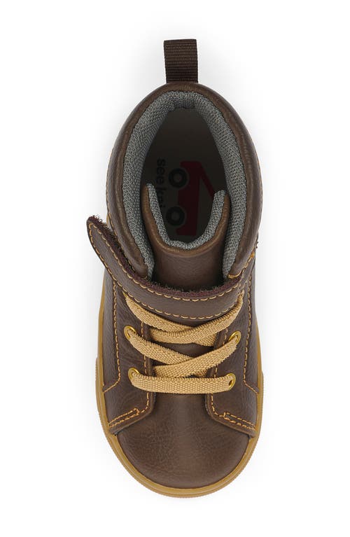 See Kai Run Hudson High Top Sneaker In Chocolate Brown