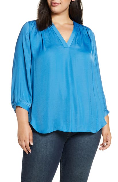 Vince Camuto Rumple Fabric Blouse In Serene Lake