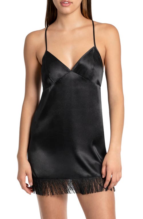 Shop In Bloom By Jonquil Holland Fringe Trim Satin Chemise In Black