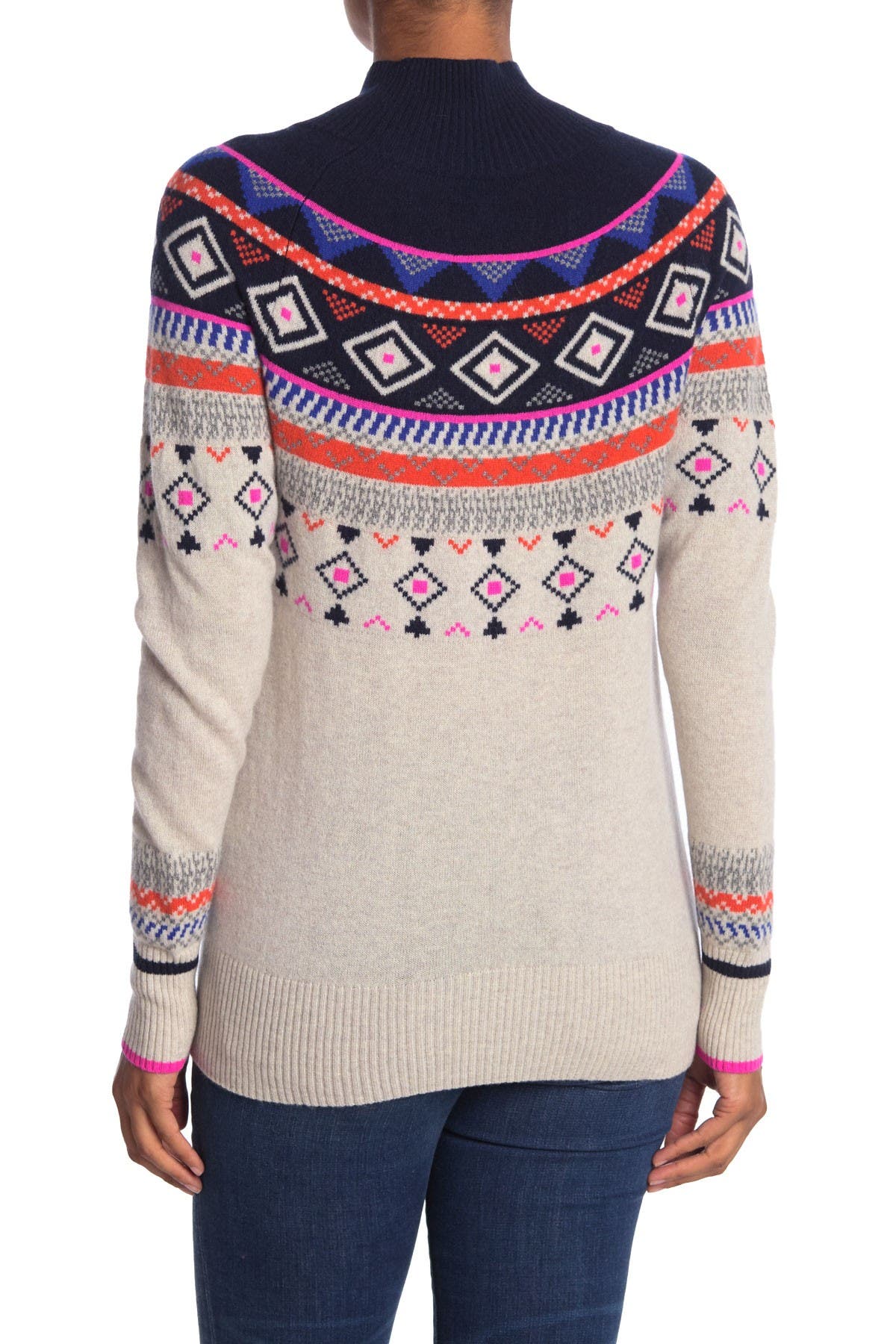 Autumn Cashmere | Fair Isle Mock Neck Pullover Cashmere Sweater ...