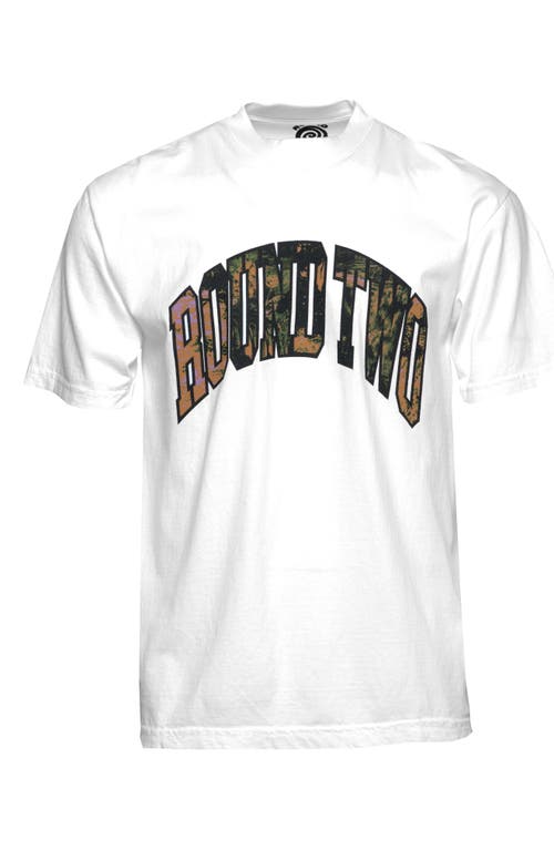 Shop Round Two Collegiate Cotton Graphic T-shirt In White