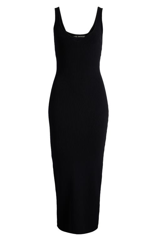 Shop Good American Virgo Sleeveless Rib Sweater Dress In Black001