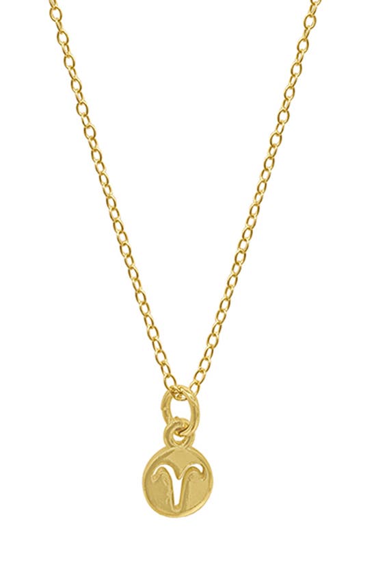 Adornia 14k Yellow Gold Plated Aries Mini Zodiac Pendant Necklace