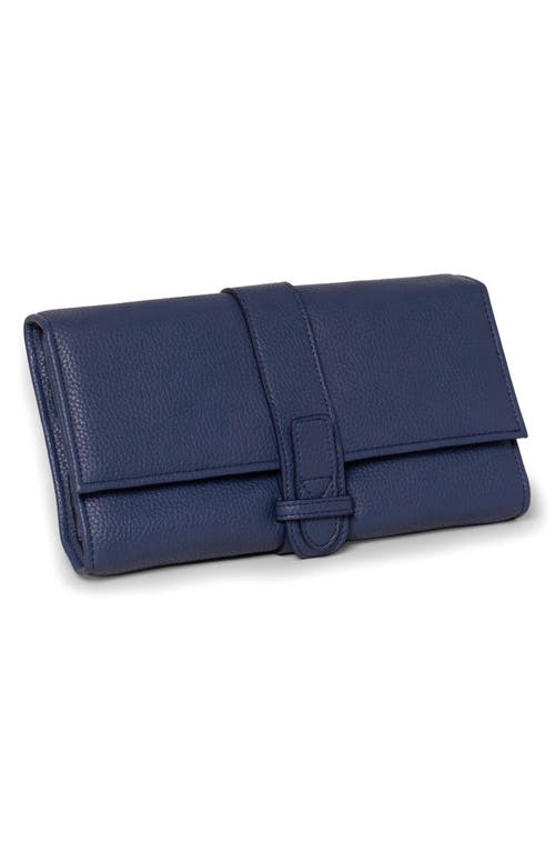 Bey-berk Hayley Faux Leather Jewelry Clutch In Blue