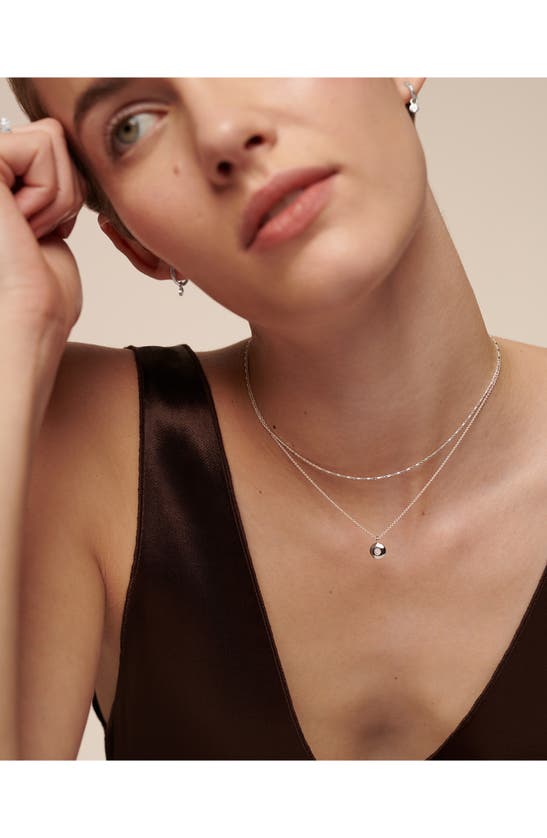 Shop Monica Vinader April Birthstone Diamond Pendant Necklace In Sterling Silver