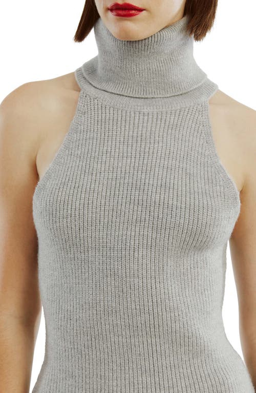 Shop Bardot Aleia Turtleneck Sleeveless Rib Sweater In Grey