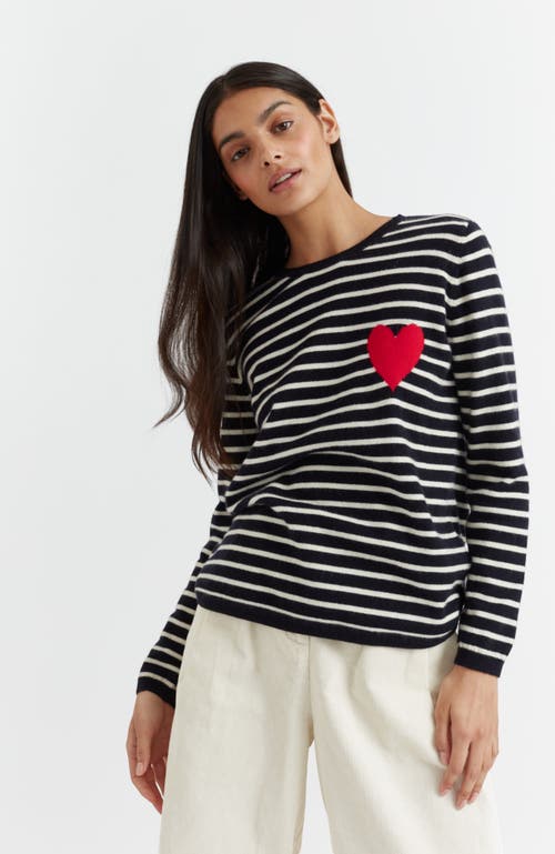 Shop Chinti & Parker Breton Heart Wool & Cashmere Sweater In Navy