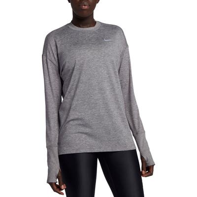 Plus Size Nike Dry Element Long Sleeve Top, Grey