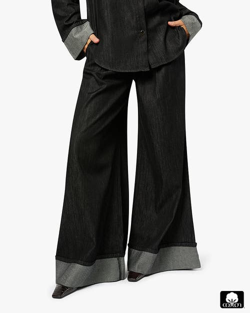 Weworewhat High Waisted Pleated Super Wide Leg Pant In Dark Grey