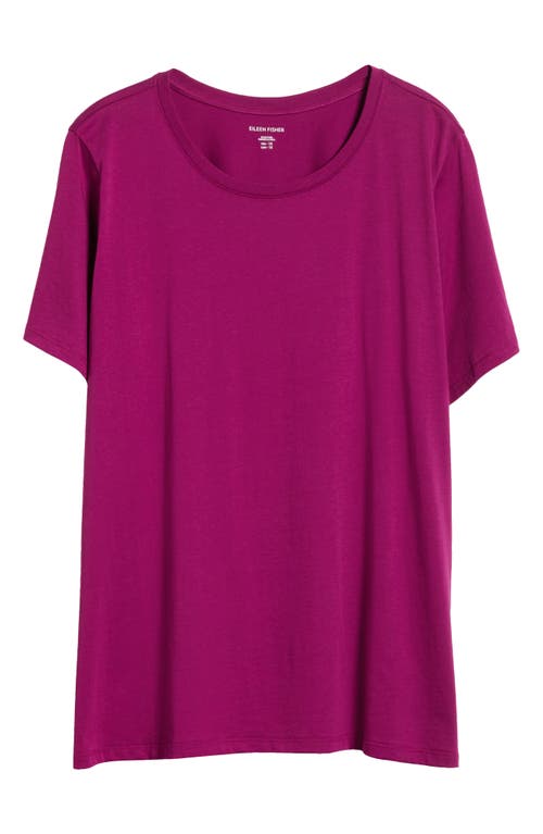 Shop Eileen Fisher Crewneck Organic Cotton T-shirt In Berry Bloom