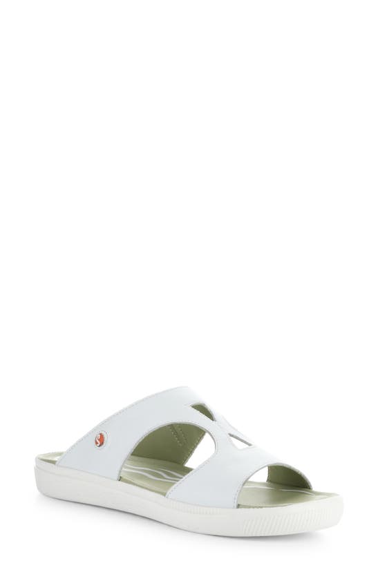 Softinos By Fly London Inbe Slide Sandal In White Smooth
