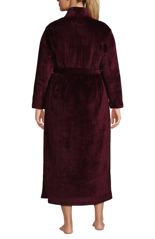 Shop Lands' End Tall Cozy Plush Long Wrap Robe In Rich Burgundy