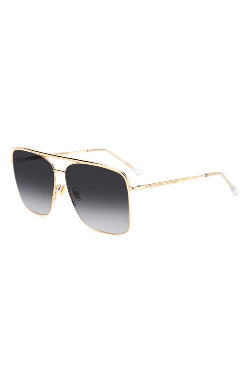 Isabel Marant Wild Metal 62mm Gradient Oversize Rectangular Sunglasses In Rose Gold/grey Shaded