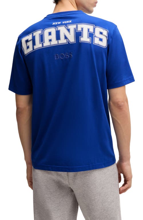 Shop Hugo Boss Boss X Nfl Stretch Cotton Graphic T-shirt In New York Giants - Blue