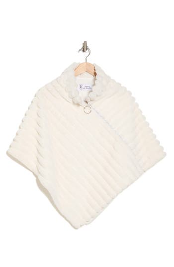 La Fiorentina Faux Fur Poncho In White