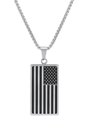 Shop Hmy Jewelry Stainless Steel American Flag Pendant Necklace In Metallic/black