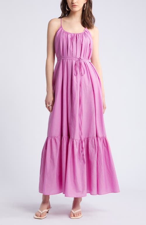 Nordstrom Cotton & Silk Tie Waist Tiered Sundress at Nordstrom,