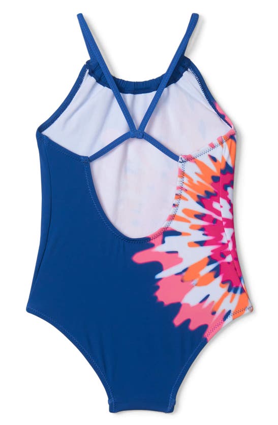 Shop Hatley Kids' Shibori Tie Dye One-piece Swimsuit In Blue