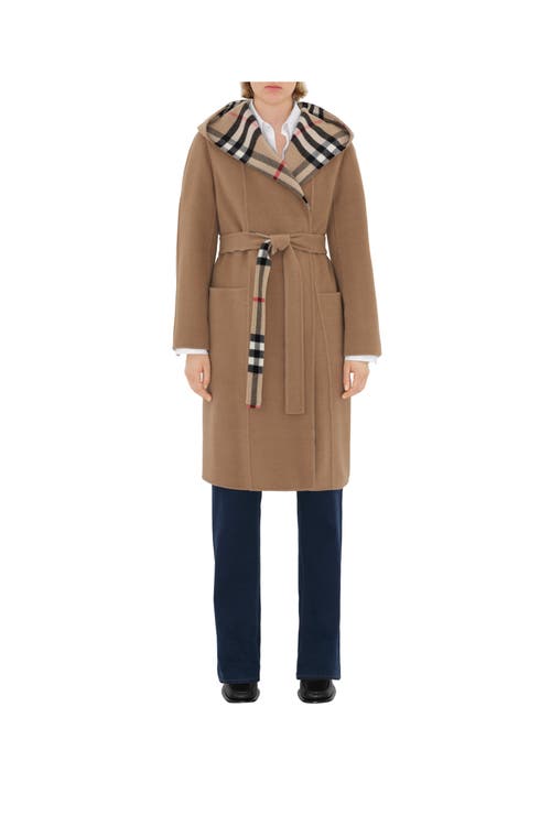 Burberry Wool Wrap Coat In Archive Beige