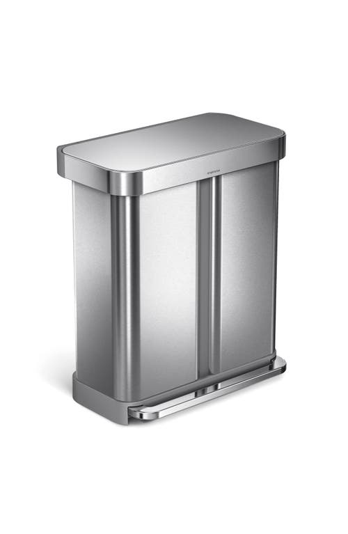 simplehuman 58L Dual Compartment Rectangular Step Trash Can in Brushed at Nordstrom