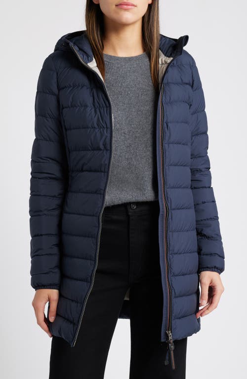 Shop Parajumpers Irene 600-fill-power Down Puffer Long Jacket In Blue