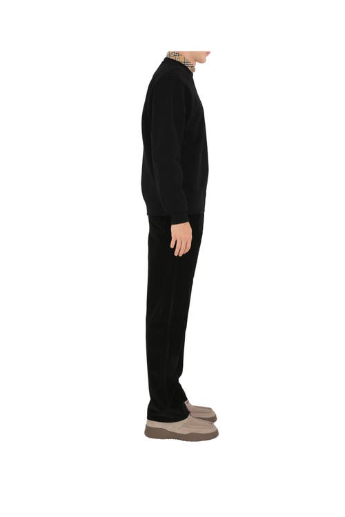 Shop Burberry Check Label Cotton Sweatshirt In Black
