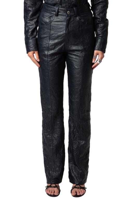 Zadig & Voltaire Poete Cuir Froisse Leather Pants in Encre 