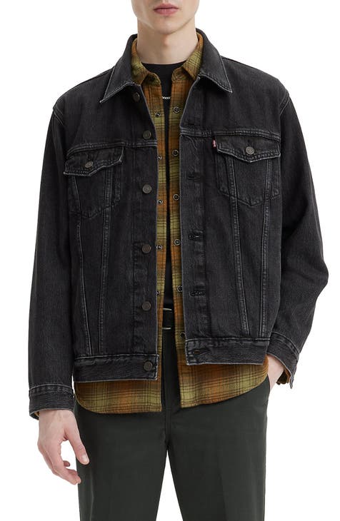 Men's Vegan Leather Zip Trucker Jacket, Men's Coats & Jackets