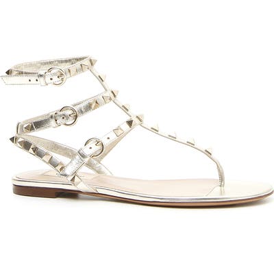 Valentino Garavani Rockstud Metallic Thong, Metallic