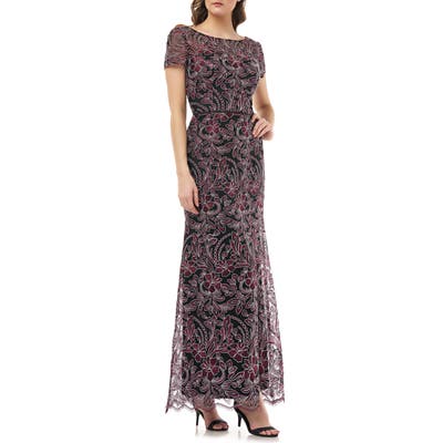 Js Collections Embroidered Trumpet Gown