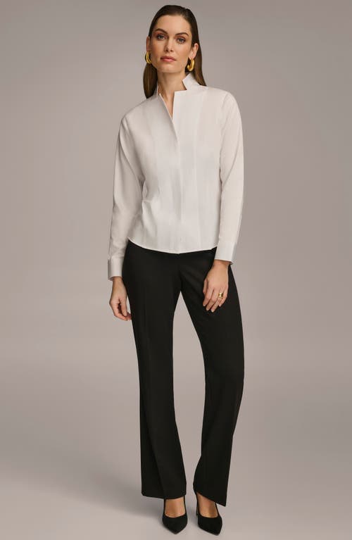 Donna Karan Stand Collar Button-up Shirt In White