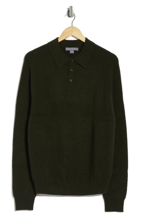 Bruno Magli Rib Cashmere Polo Sweater In Olive
