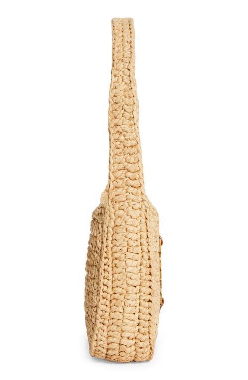 Saint Laurent Le 5 A 7 Mini Ysl Shoulder Bag In Raffia In Natural/brick