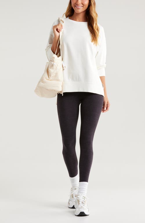 Shop Zella Luxe French Terry Sweatshirt In Ivory Egret