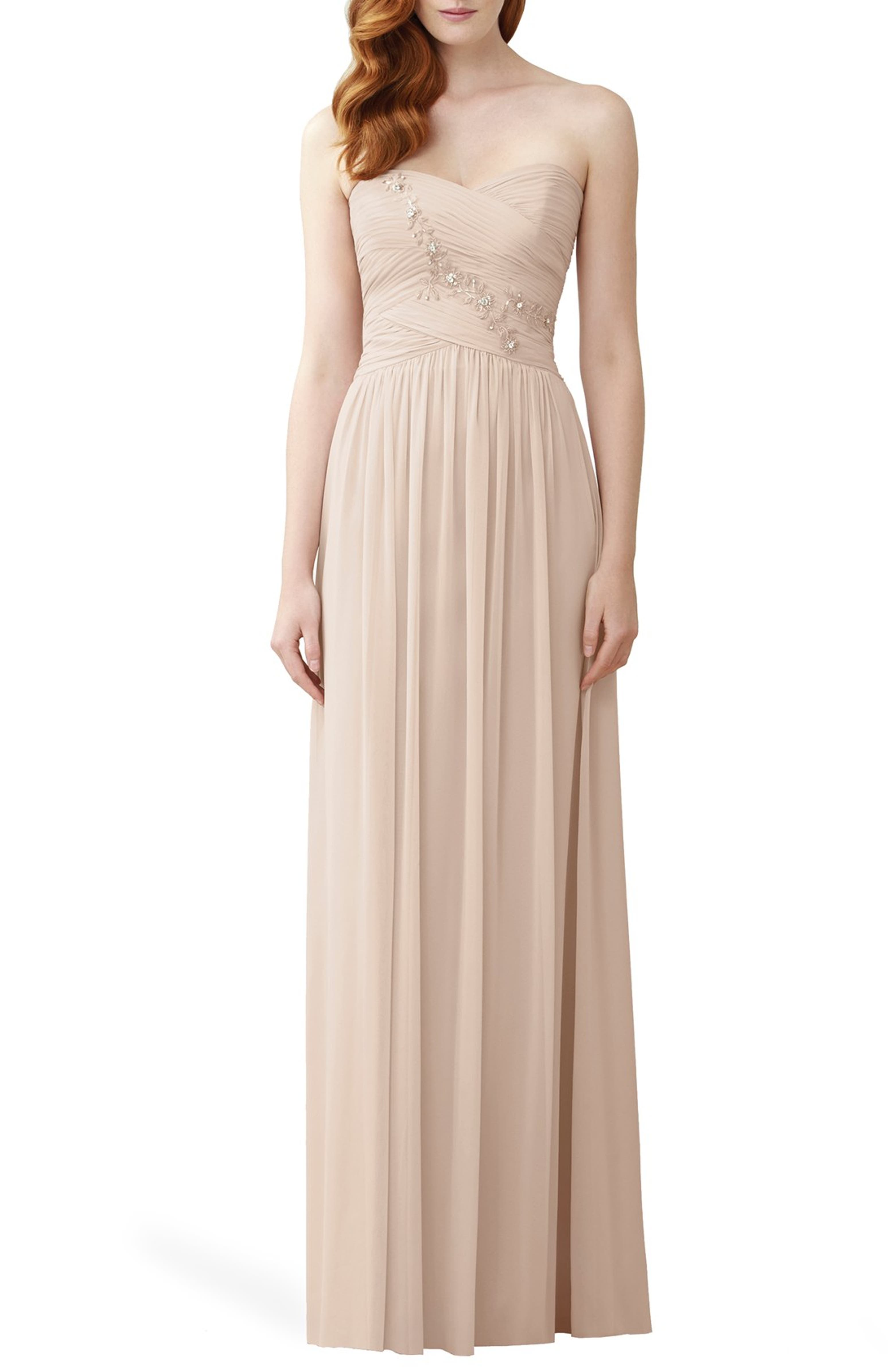 Dessy Collection Embellished Strapless Chiffon Gown | Nordstrom