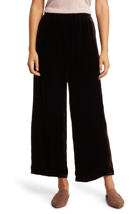 Black Velvet Pajama Pants with Velvet Pants Outfits For Women (4