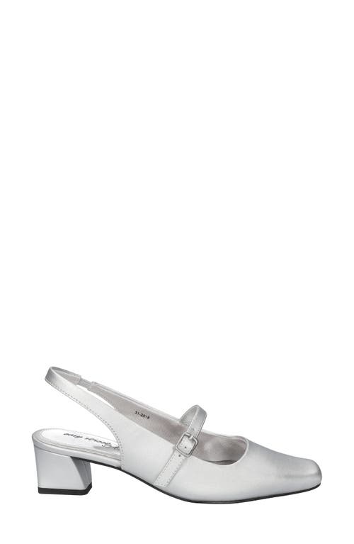 Shop Easy Street Cameo Slingback Mary Jane Pump In Silver Satin