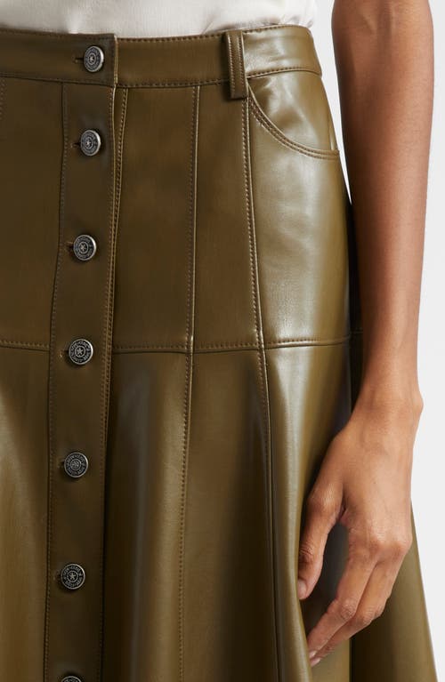 Shop Cinq À Sept Veena Faux Leather Skirt In Dark Olive