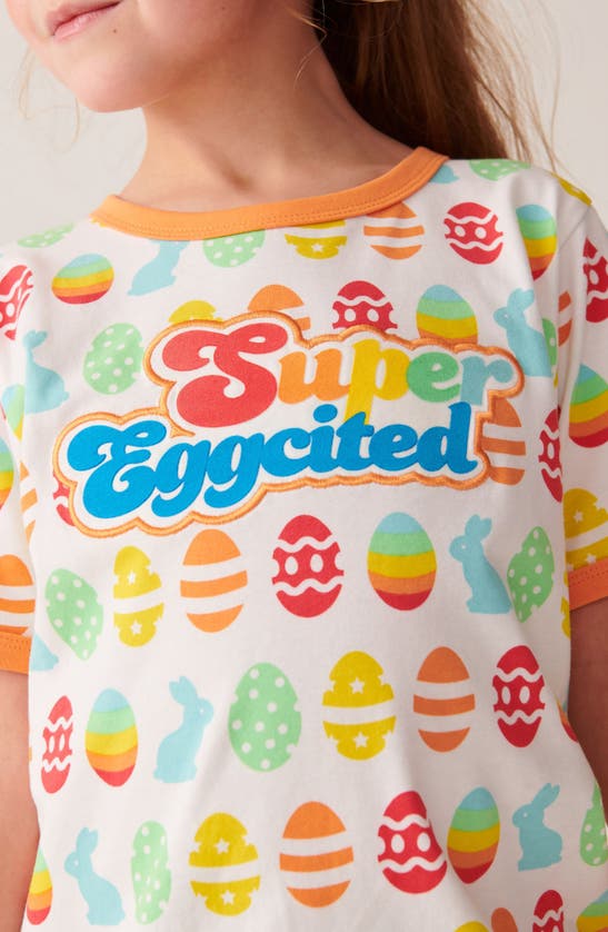 Shop Little Bird Kids' Super Eggcited Cotton Graphic T-shirt In White Multi