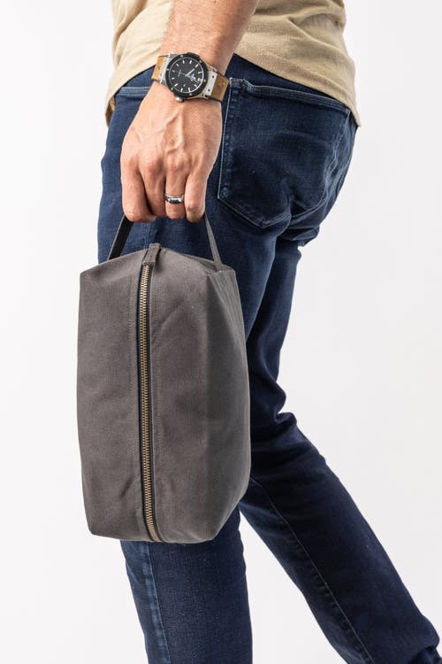 Terra Thread Organic Cotton Toiletry Bag In Charcoal Grey