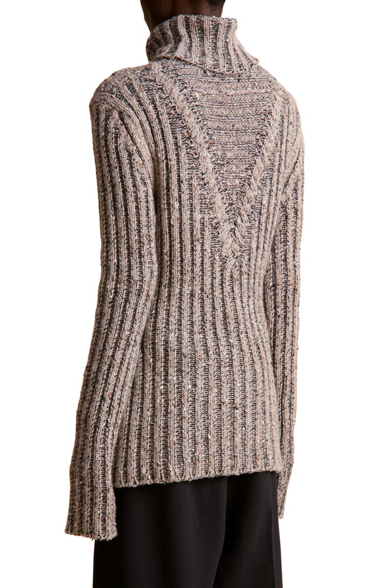 Khaite Hadlee Speckled Cable Knit Cashmere Turtleneck Sweater | Nordstrom