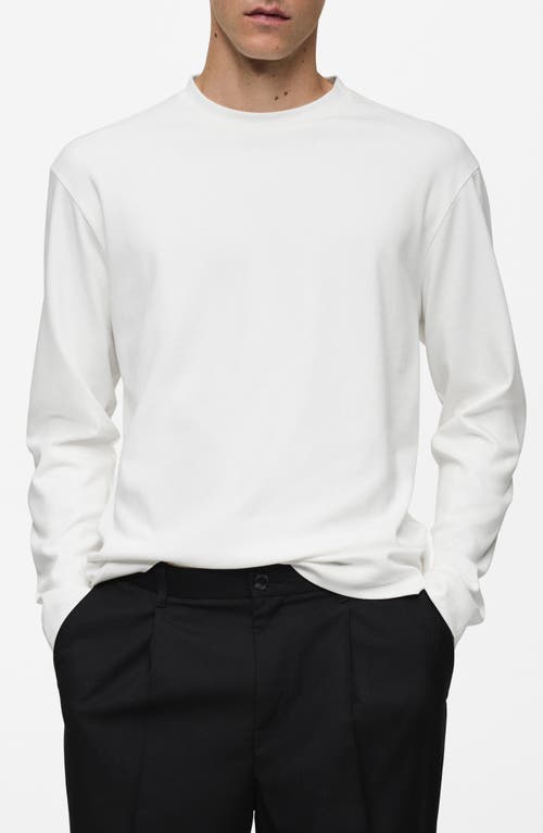 Mango Regular Fit Long Sleeve Cotton T-shirt In White