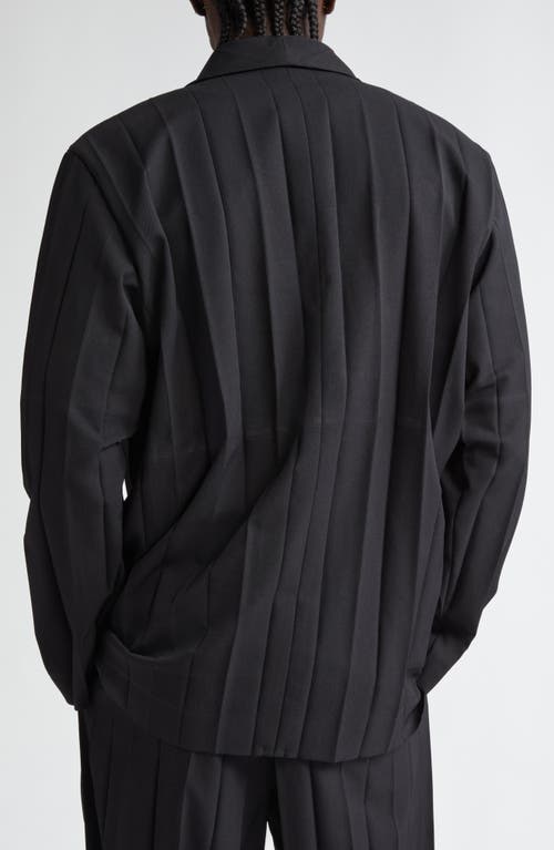 Shop Issey Miyake Homme Plissé  Edge Ensemble Pleated Single Breasted Blazer In Black