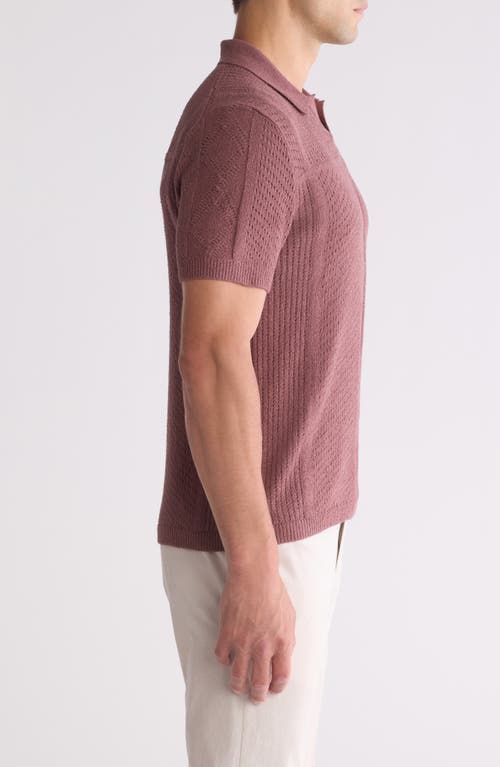 Shop John Varvatos Theo Pointelle Polo Sweater In Mauvewood