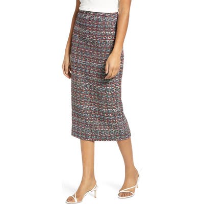 Petite Halogen Tweed Pencil Skirt, Black