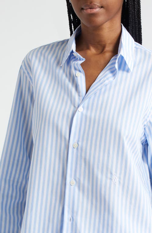 Shop Sporty And Rich Sporty & Rich Stripe Cotton Button-up Shirt In White/sky Blue Large Stripe