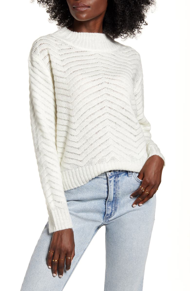 Dreamers by Debut Chevron Stitch Mock Neck Sweater | Nordstrom