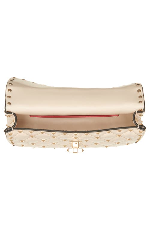 Shop Valentino Garavani Small Rockstud Spike Leather Shoulder Bag In Light Ivory