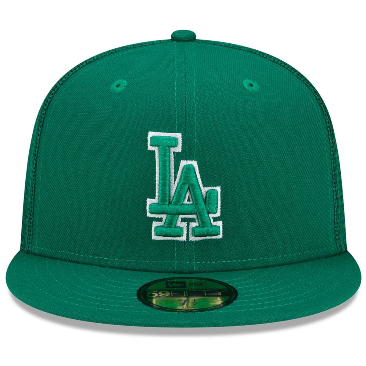 green fitted la hat