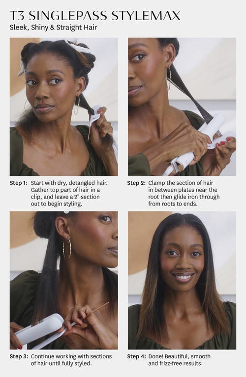 T3 Singlepass Stylemax Professional 1" Flat Iron With Automated Heat In Satin Blush